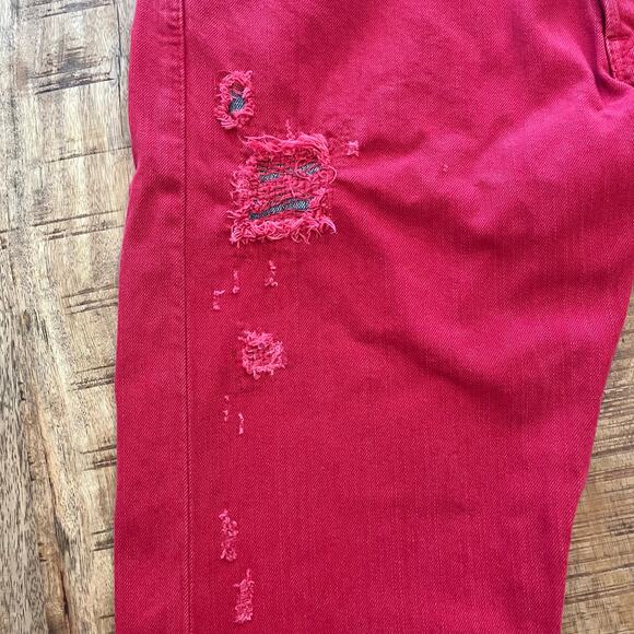 Denim & Supply Ralph Lauren Slim Jeans Mens 36x32 Red Denim Distressed Dyed - Picture 3 of 16